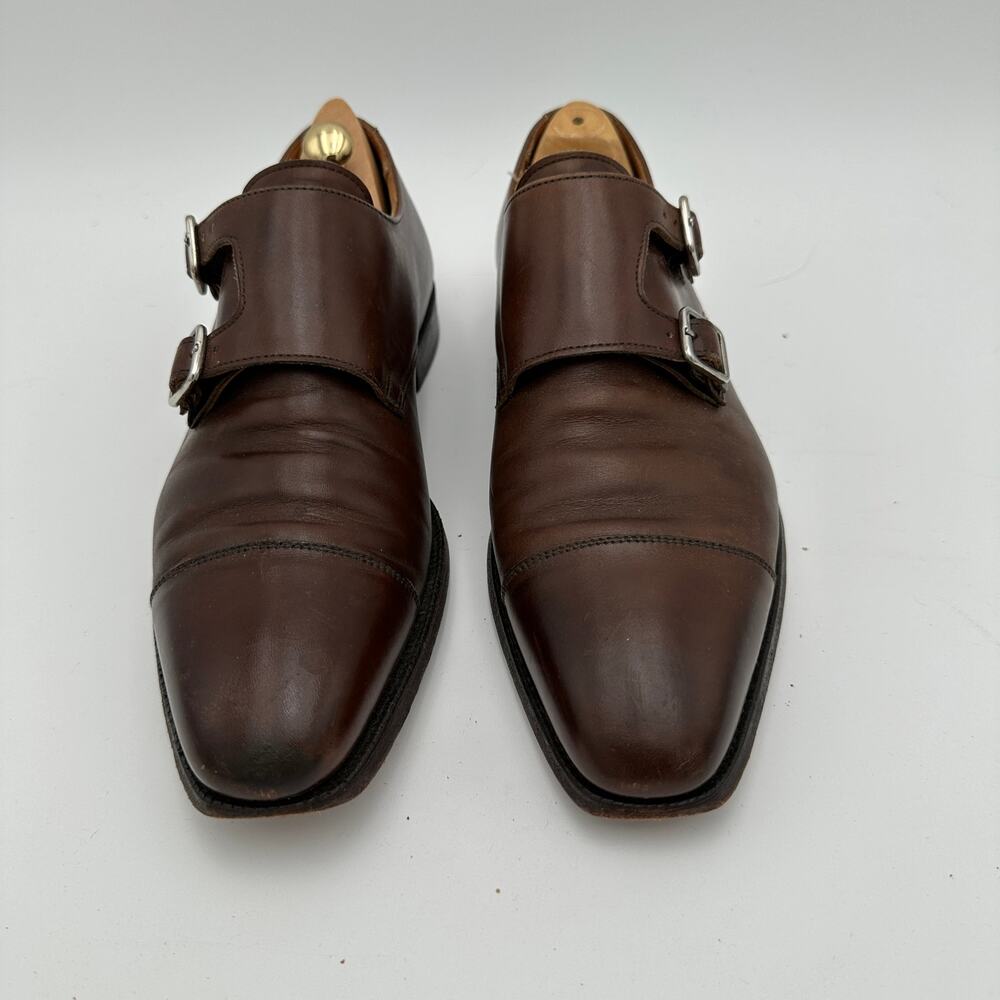 5E Crockett & Jones LOWNDES Dark Brown Burnished Calf Monk Shoe